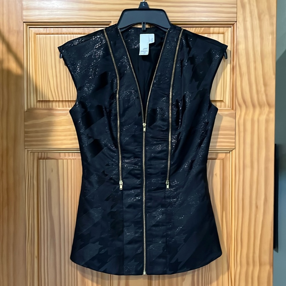 2b Rych - Black Houndstooth Vest with Zippers.
